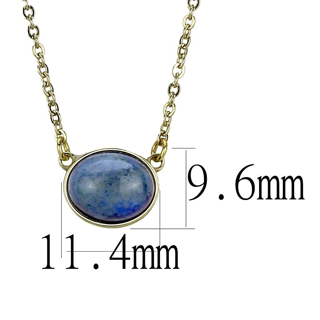 TK3287 - IP Gold(Ion Plating) Stainless Steel Necklace with Precious Stone Lapis in Montana-1