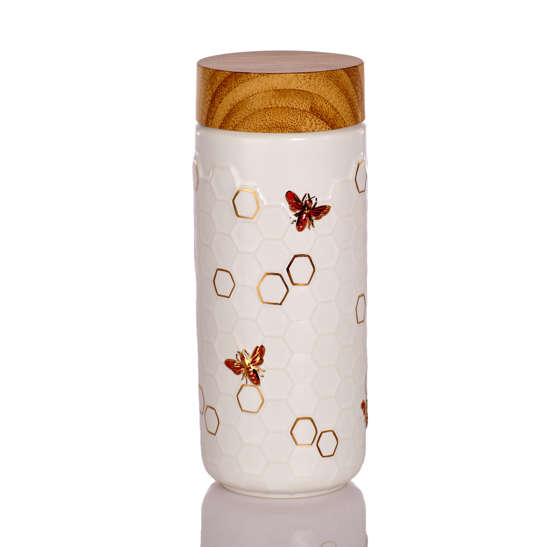 Honey Bee Ceramic Travel Mug / Gold 12.3 oz - HartCentered