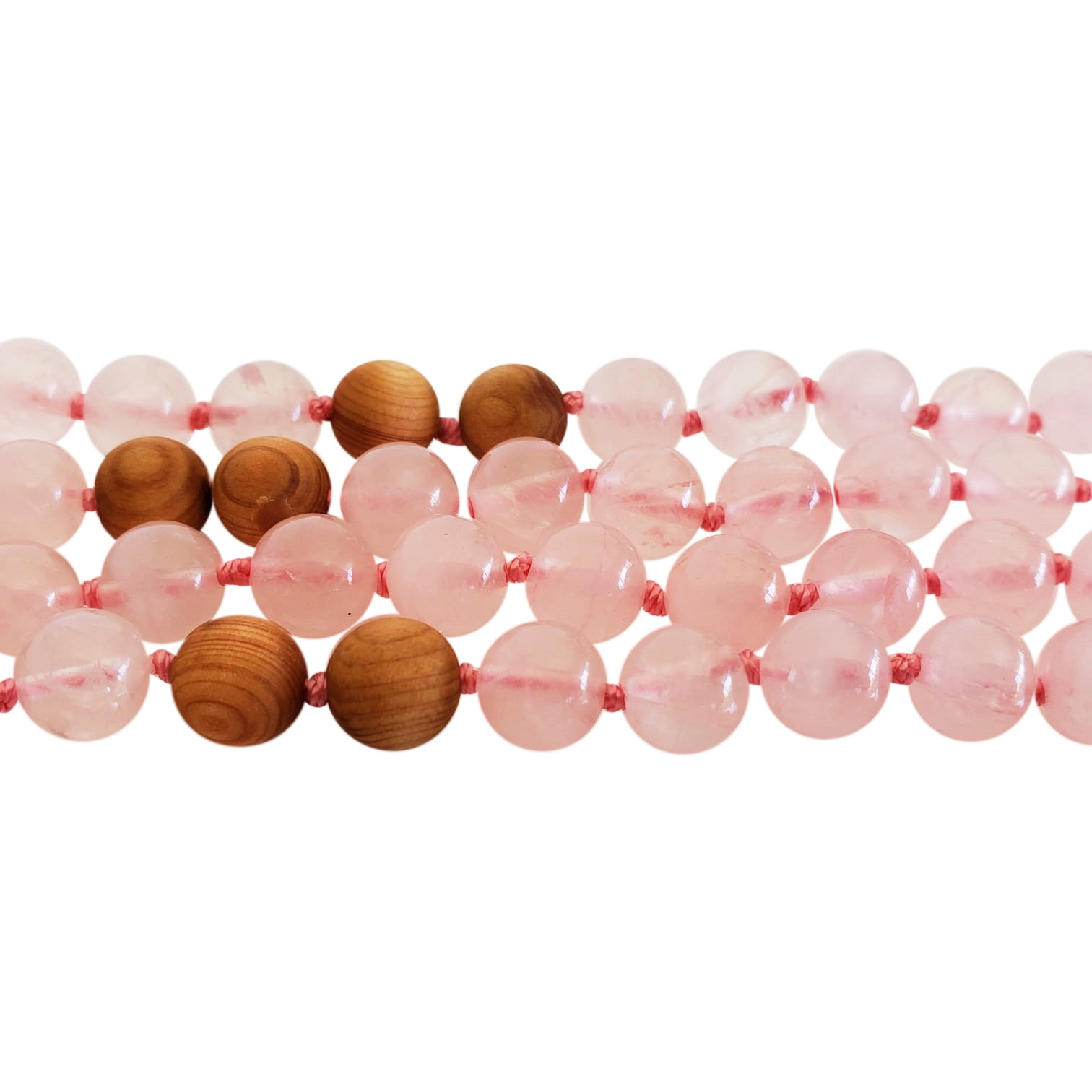 Rose Quartz and Sandalwood Mala 8mm-1