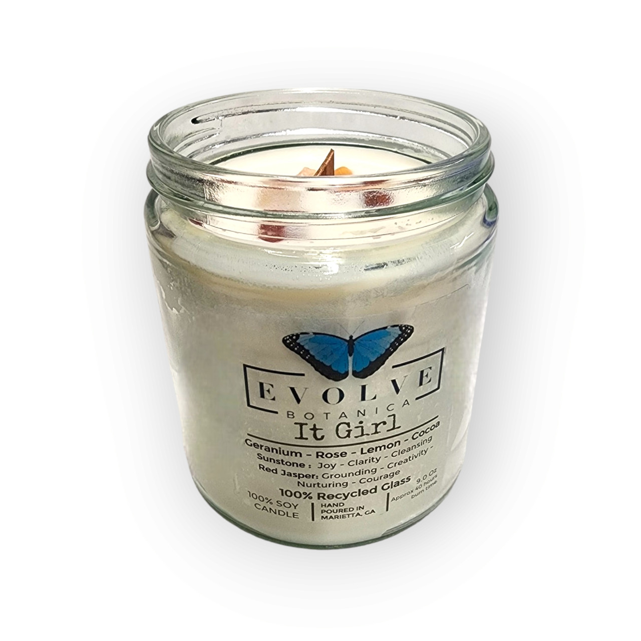 Wood Wick Crystal Soy Candle - It Girl (Sunstone &amp; Red Jasper)-3