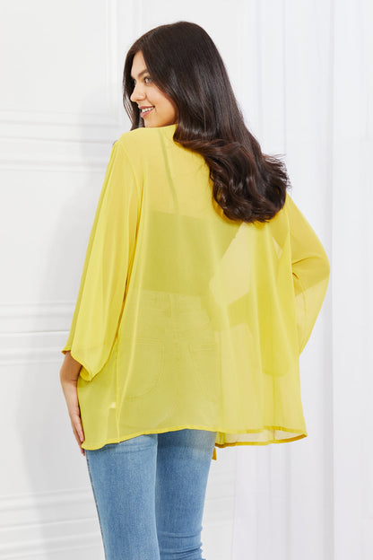 Melody Just Breathe Full Size Chiffon Kimono in Yellow-1