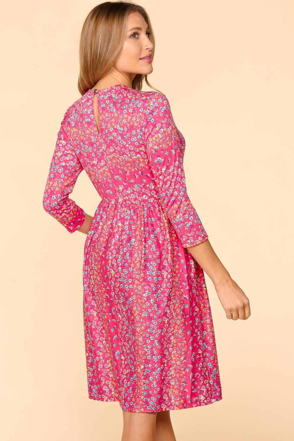 Haptics Round Neck Floral Dress with Pockets-1