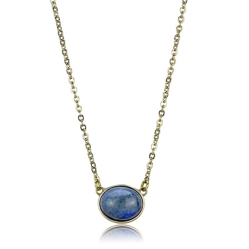 Montana Lapis Necklace | Gold-Plated Stainless Steel &amp; Precious Crystal