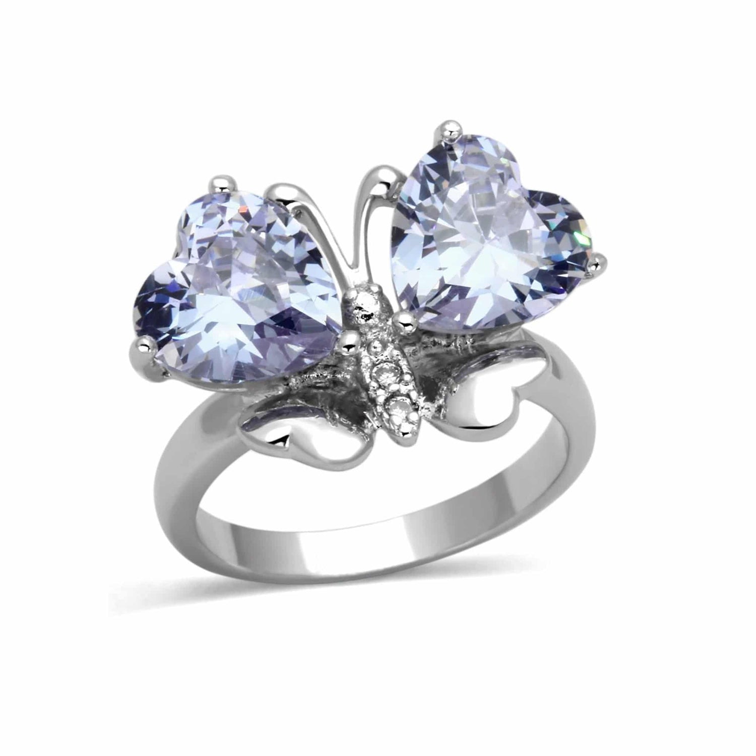 Butterfly Ring | Rhodium Brass &amp; CZ in Light Amethyst