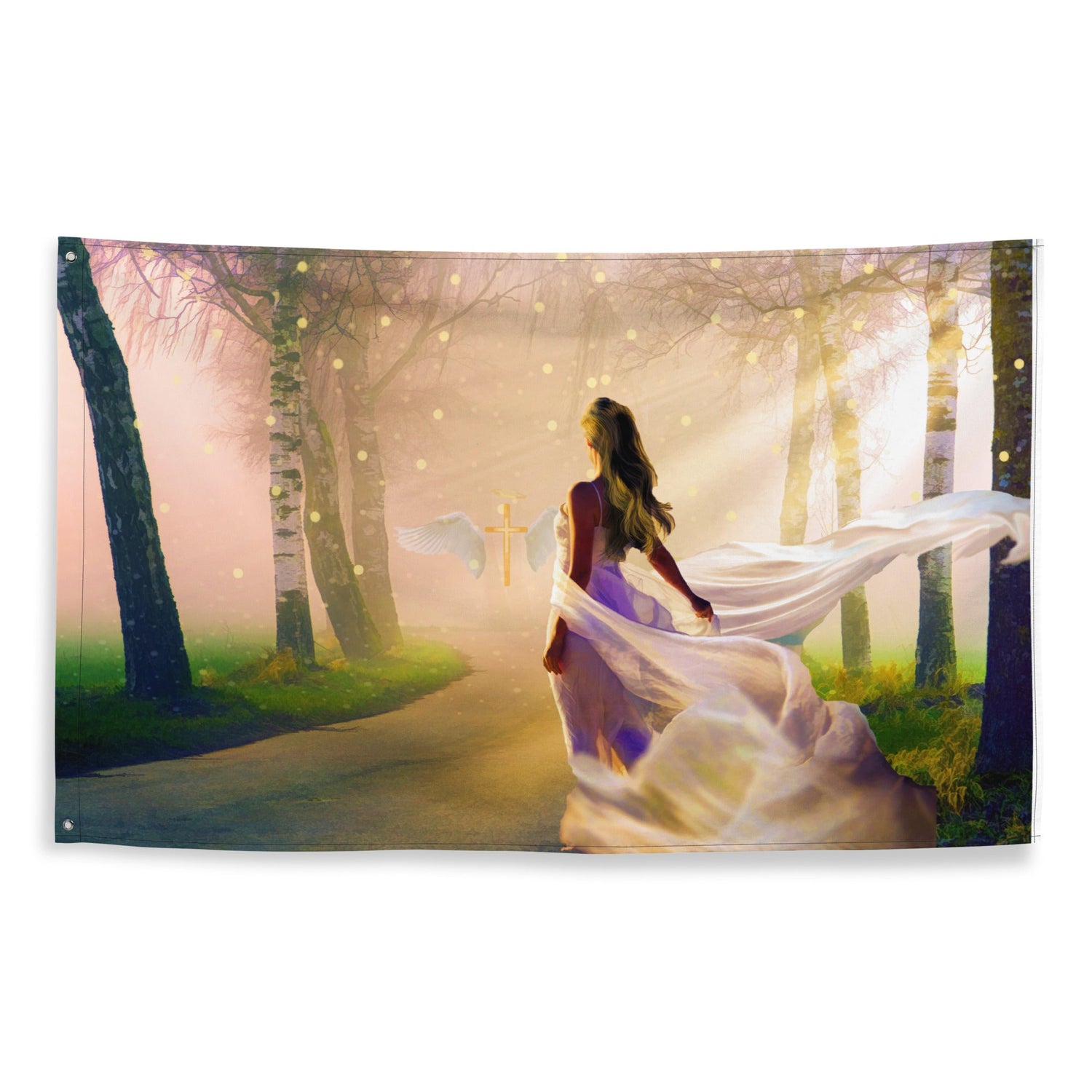 Angel In Love Painting Flag Tapestry - HartCentered