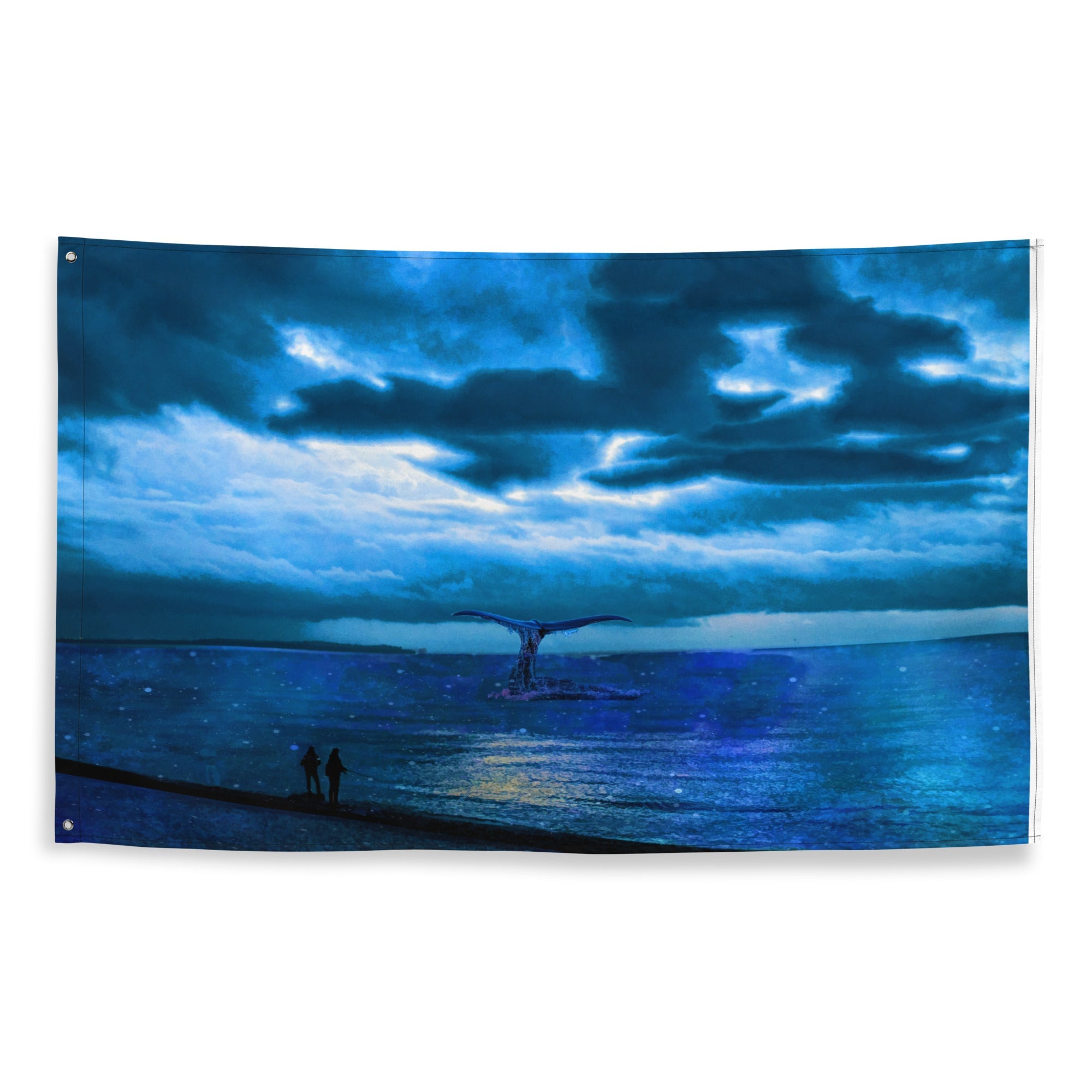 Dolphin  Nightsky Painting Flag Tapestry - HartCentered