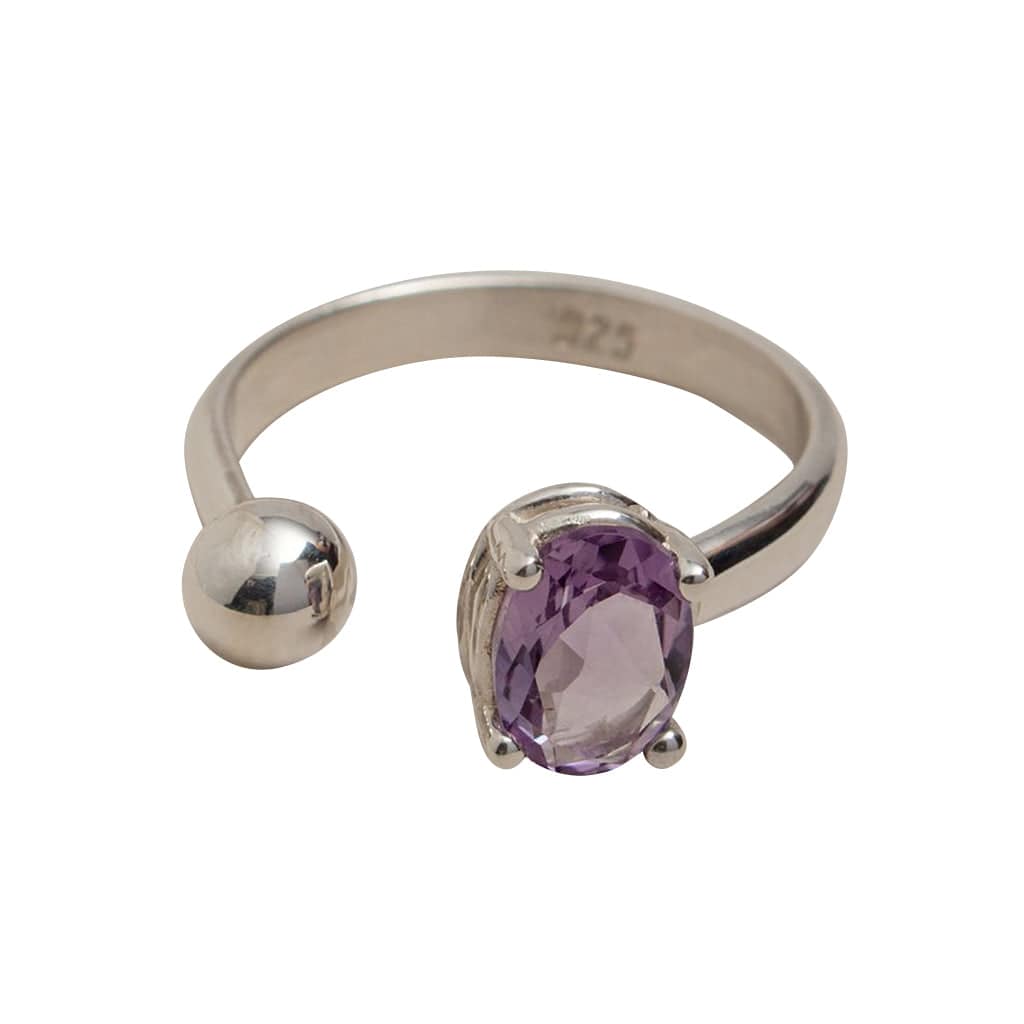 Amethyst Ball Ring | Sterling Silver | Handmade in Peru