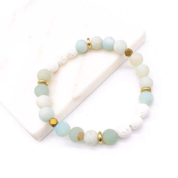 Amazonite &amp; White Lava Stone | Essential Oil Bracelet - HartCentered