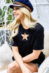 BiBi Star Cutout Short Sleeve T-Shirt-0