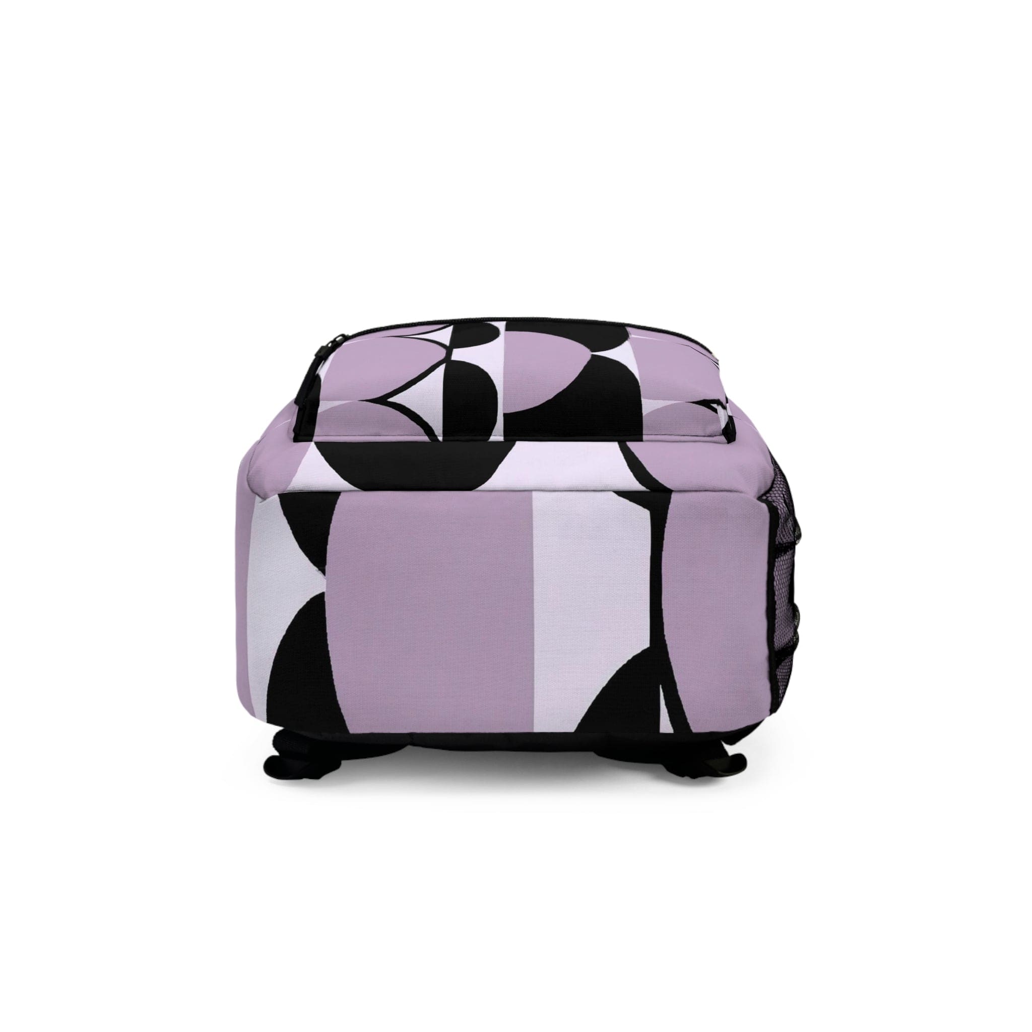 Backpack - Large Water-resistant Bag, Geometric Lavender And Black Pattern-4