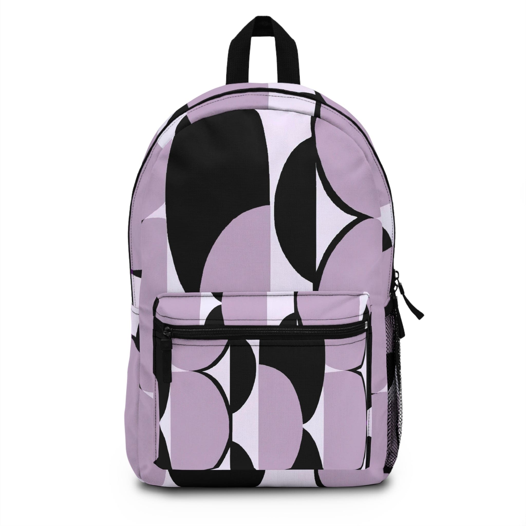 Backpack - Large Water-resistant Bag, Geometric Lavender And Black Pattern-0