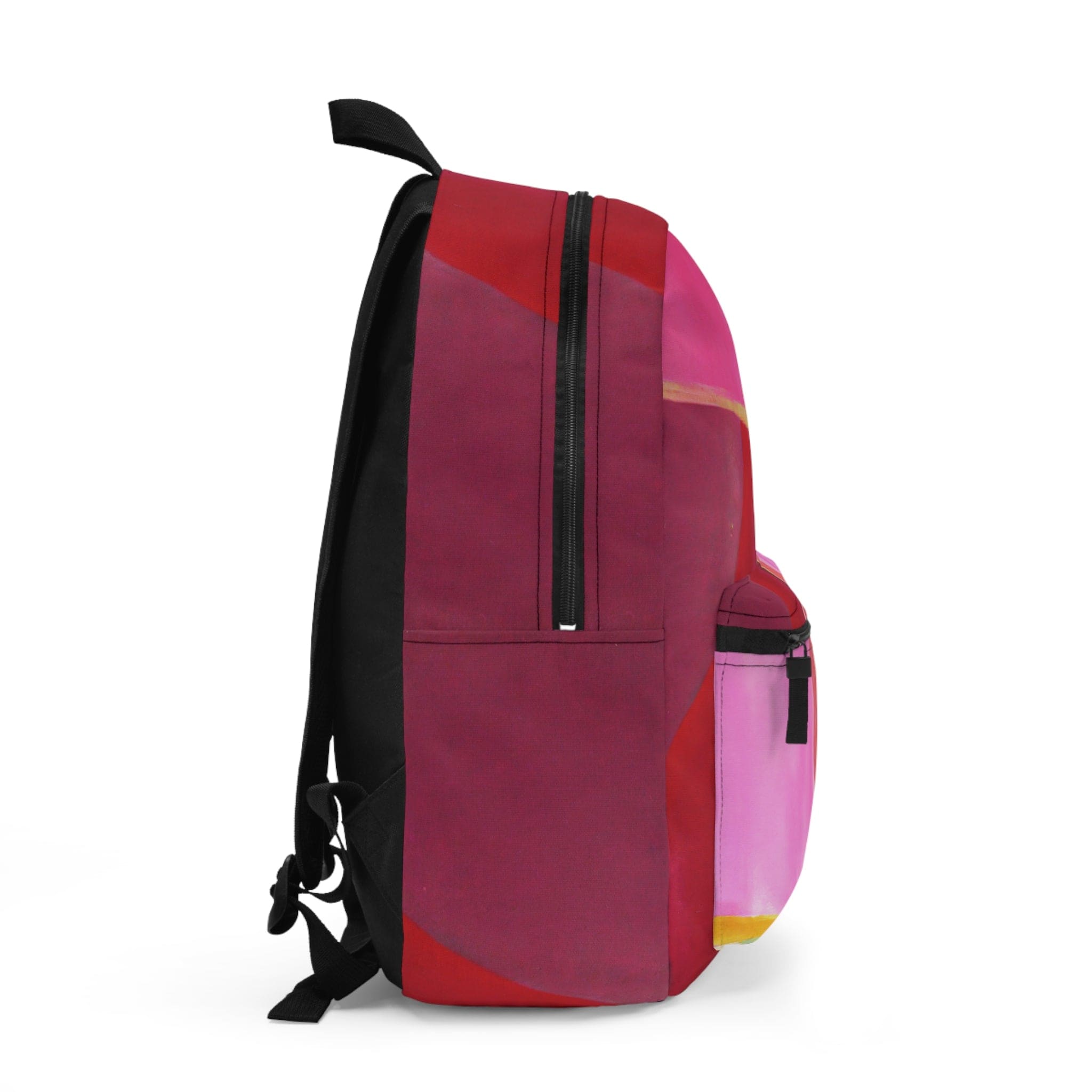 Backpack - Large Water-resistant Bag, Pink Mauve Red Geometric Pattern-1