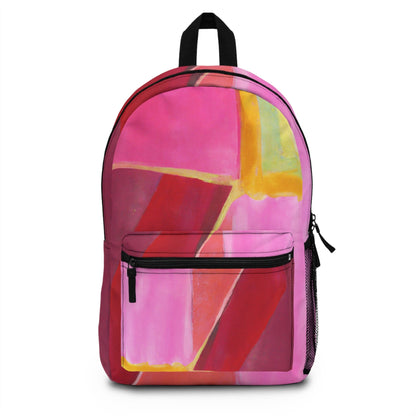 Backpack - Large Water-resistant Bag, Pink Mauve Red Geometric Pattern-0