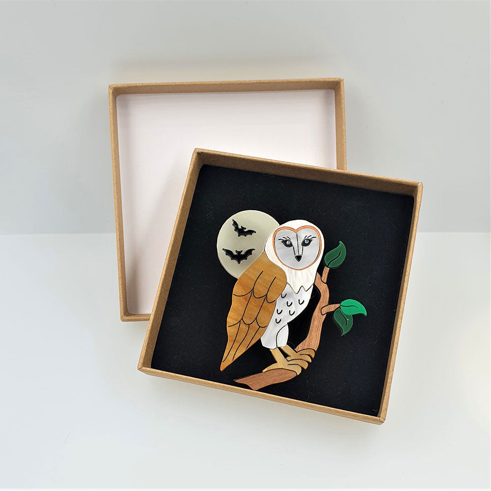 Barn Owl Brooch by Cherryloco Jewellery-2