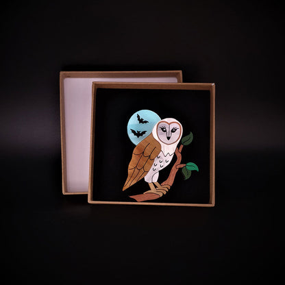 Barn Owl Brooch by Cherryloco Jewellery-3