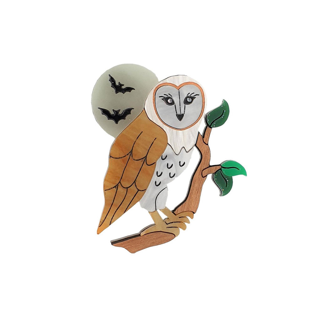 Barn Owl Brooch by Cherryloco Jewellery-0