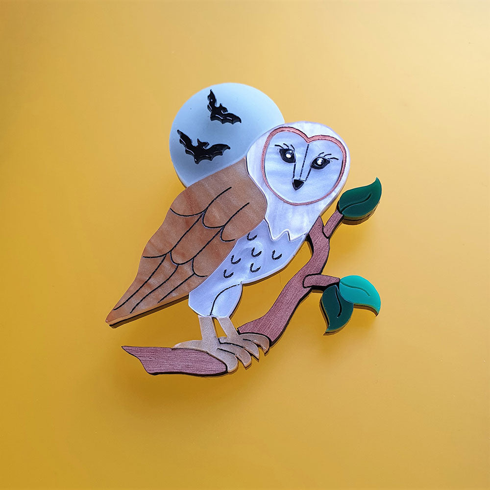 Barn Owl Brooch by Cherryloco Jewellery-4