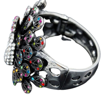 Studded Peacock Cuff Bracelet | Base Metal