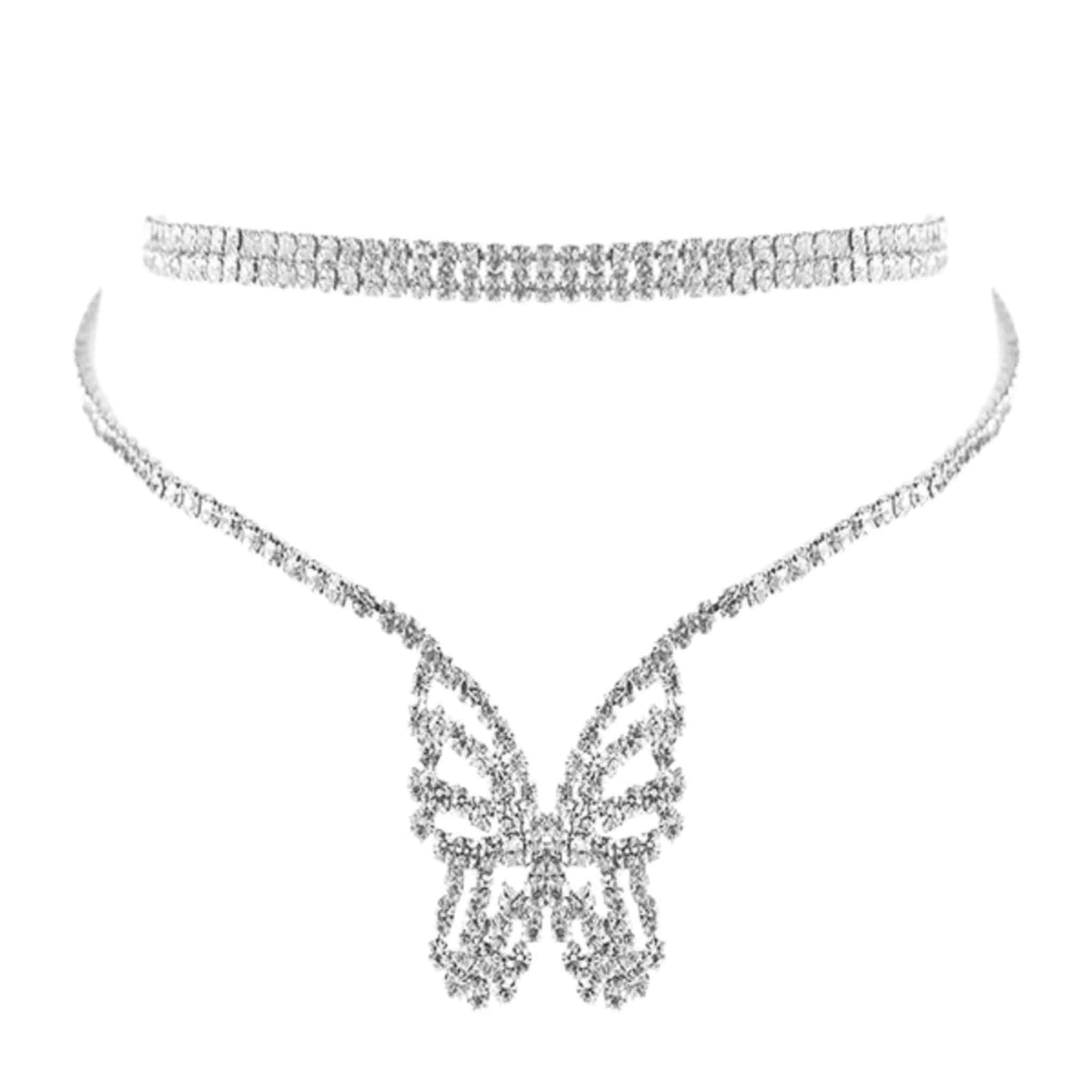 Butterfly Rhinestone Choker Set | 2 Necklaces | Lead &amp; Nickel Complaint