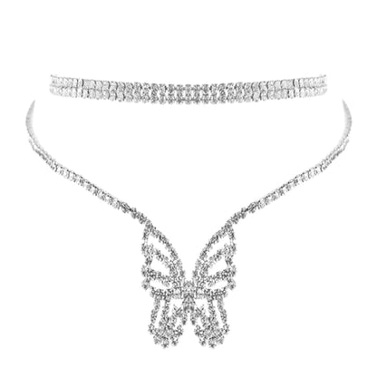 Butterfly Rhinestone Choker Set | 2 Necklaces | Lead &amp; Nickel Complaint