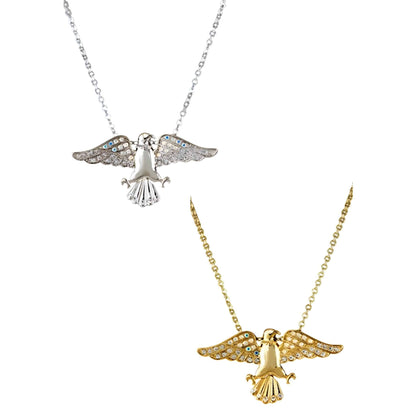 Crystal Eagle Pendant Necklace | Double-Plated | Gold or Silver