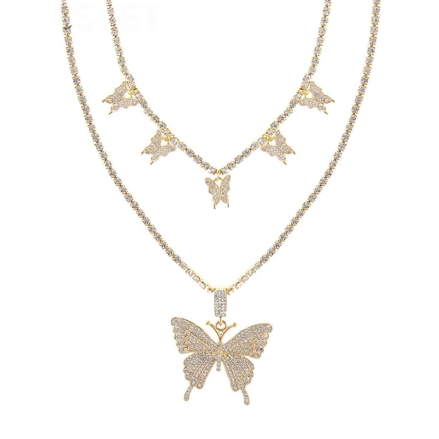 Rhinestone Butterfly Necklaces | Set of 2 | Lead and Nickel Complaint