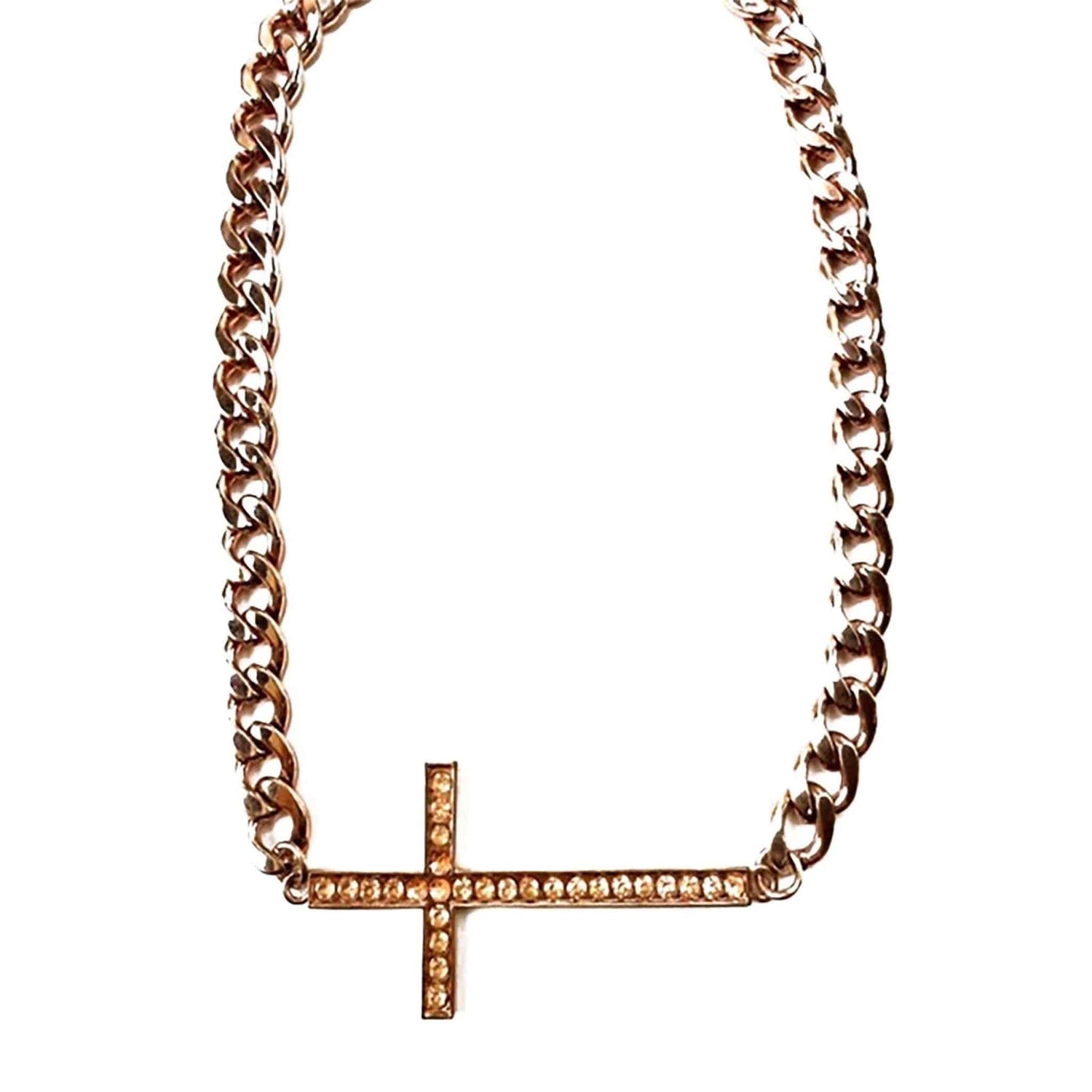 Crystal Studded Cross Necklace | Double Plated