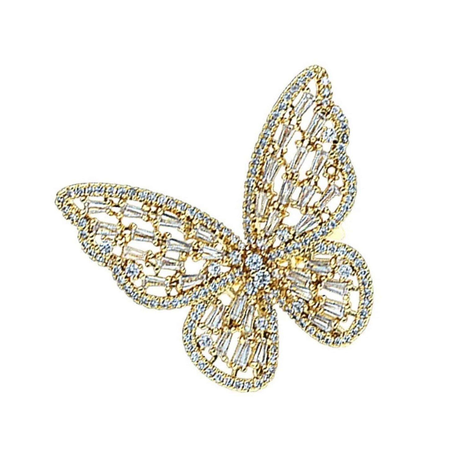 Butterfly Ring | Adjustable Baguette | Cubic Zirconia