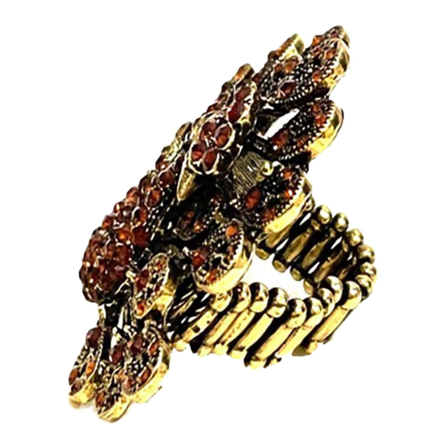 Studded Peacock Metal Ring | Stretchable | Lead &amp; Nickel-Free