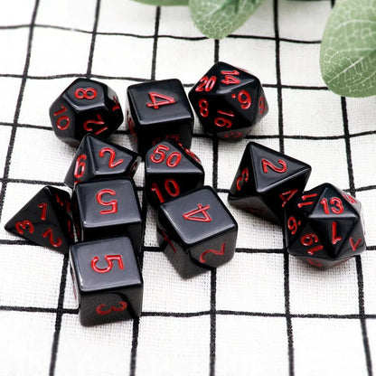 Black Dice with Red Numbers, 11-Piece Set - HartCentered