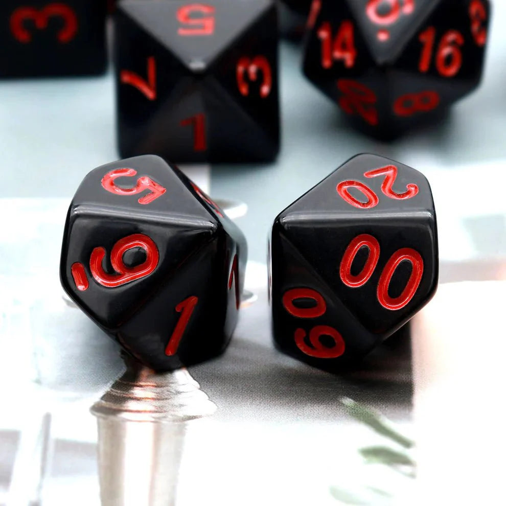 Black Dice with Red Numbers, 11-Piece Set - HartCentered