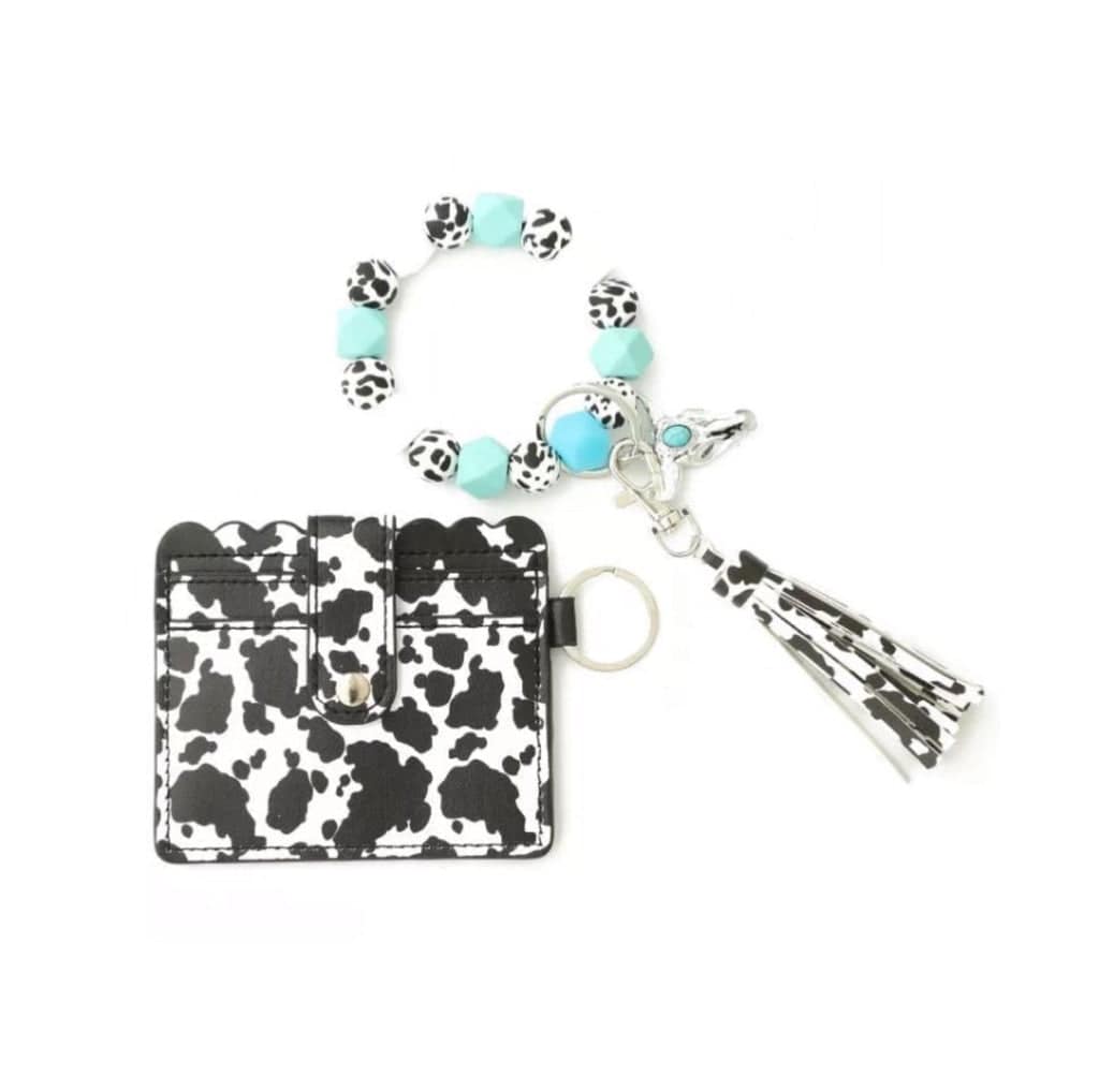 Cow Print Glow in the Dark | Bracelet Tassel Keychain or Card Holder Keychain