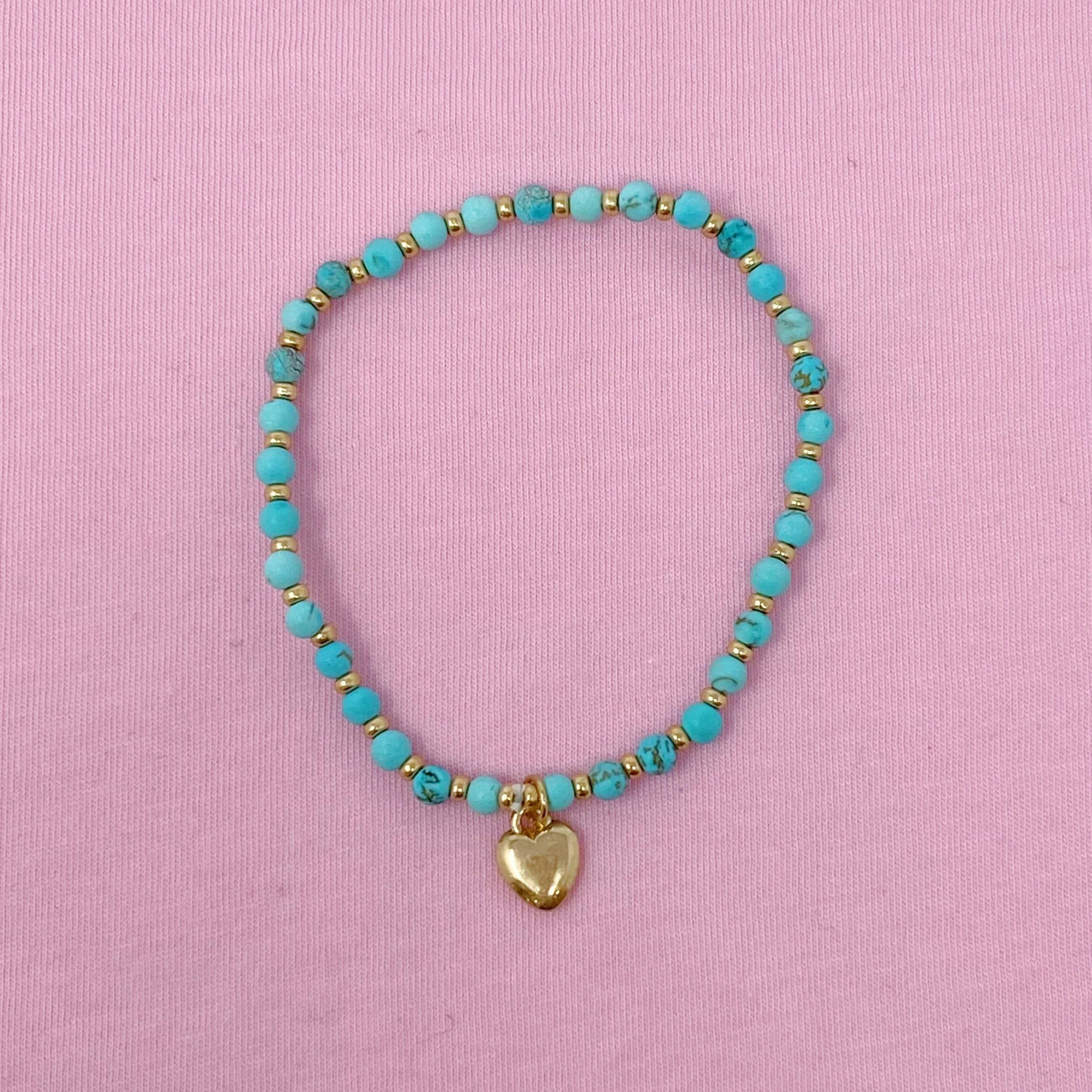 Crystal Beaded Heart Anklet | Gold-Plated Alloy Metal Ankle Bracelet