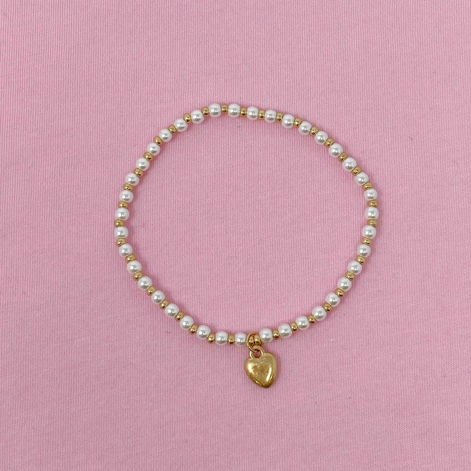 Crystal Beaded Heart Anklet | Gold-Plated Alloy Metal Ankle Bracelet