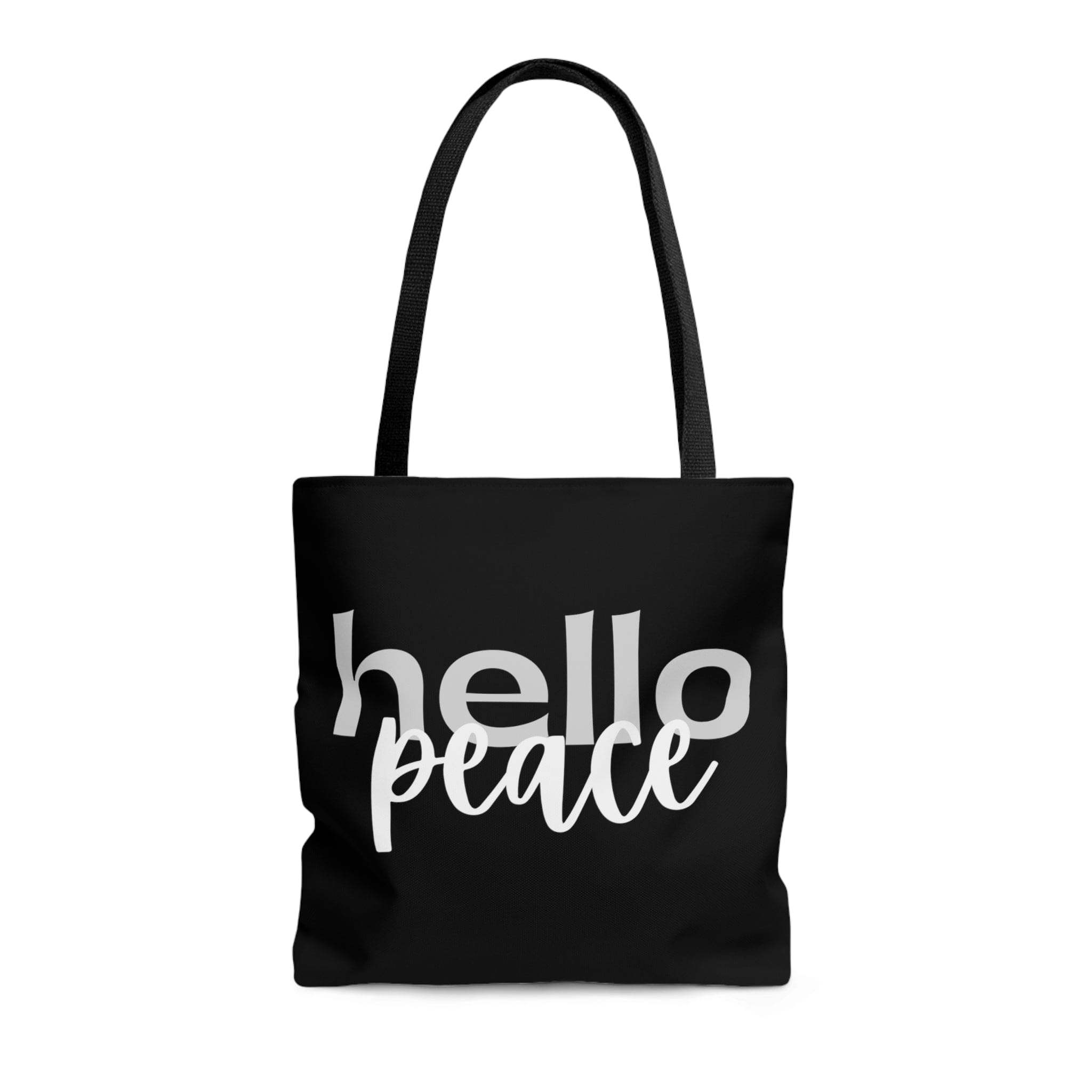 Canvas Tote Bag Hello Peace Motivational Peaceful Aspiration - Grey/white-1