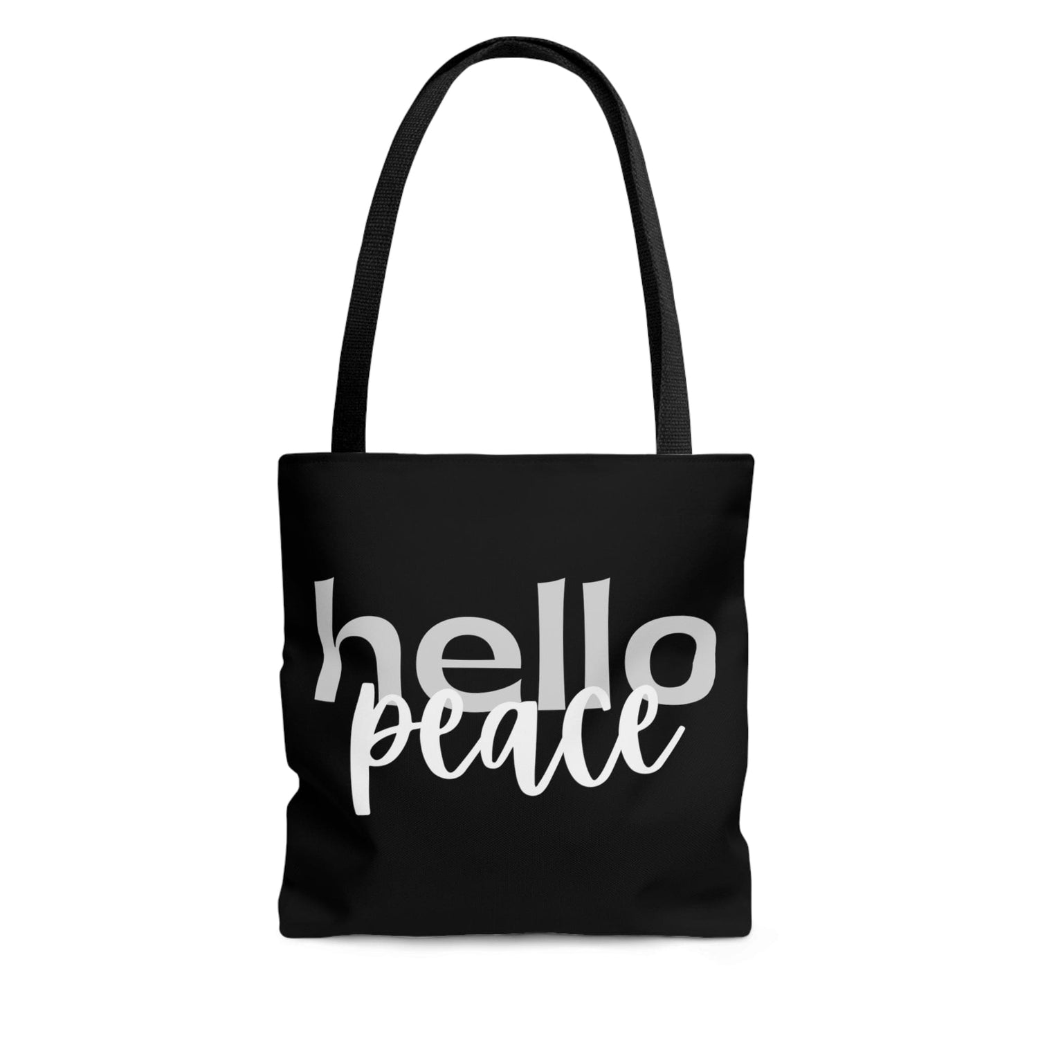 Canvas Tote Bag Hello Peace Motivational Peaceful Aspiration - Grey/white-0