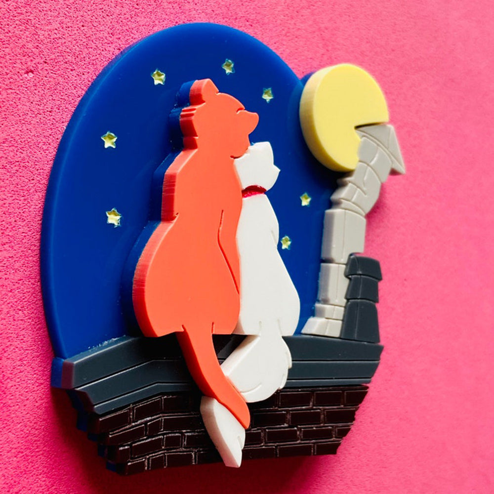 Cartoon Collection - Cat Love on The Rooftop Acrylic Brooch by Makokot Design-2