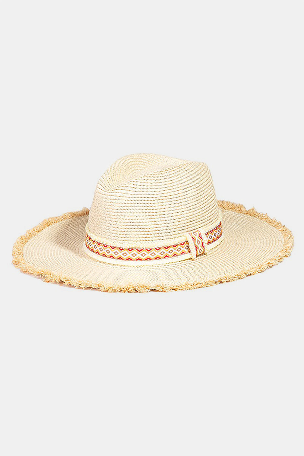 Fame Geometric Raw Hem Hat-0