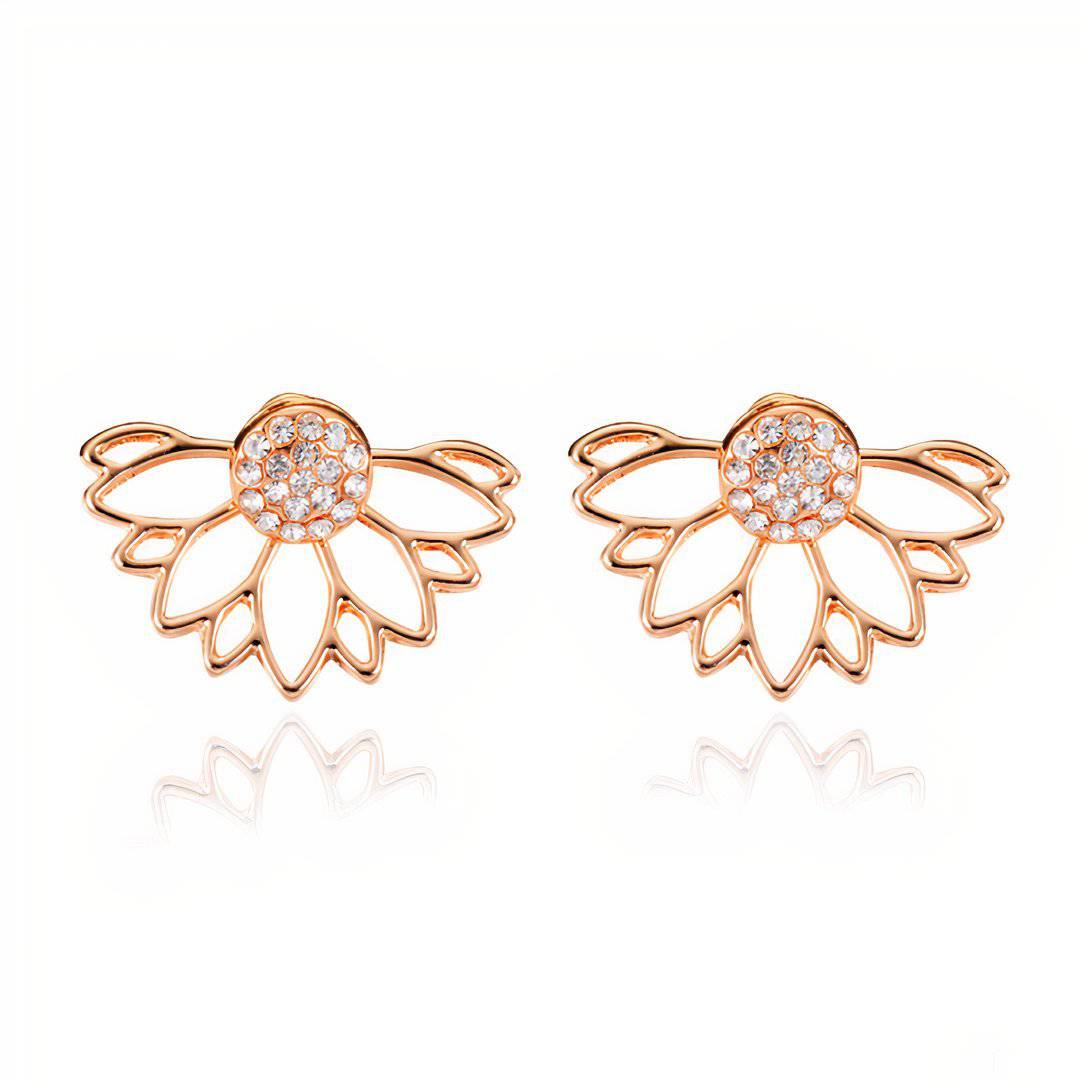 Gold Lotus Crystal Earrings | Lead &amp; Nickel-Free