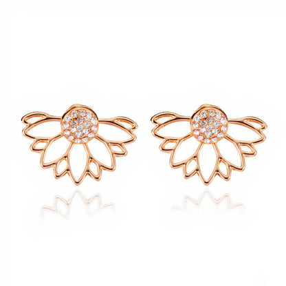 Gold Lotus Crystal Earrings | Lead &amp; Nickel-Free