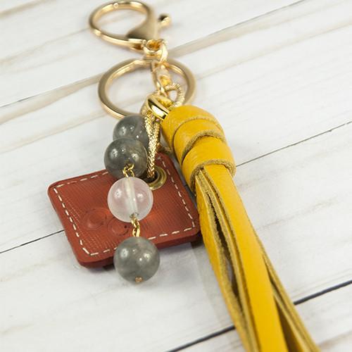 Lucca Leather Bag Charm- Yellow-1