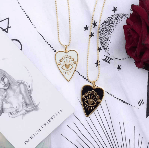 Full Heart Necklace | Moon Phases &amp; Heart Eye | Gold-Plated Metal