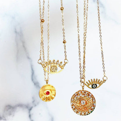 Bessy Necklace | Red Evil Eye | Gold-Plated