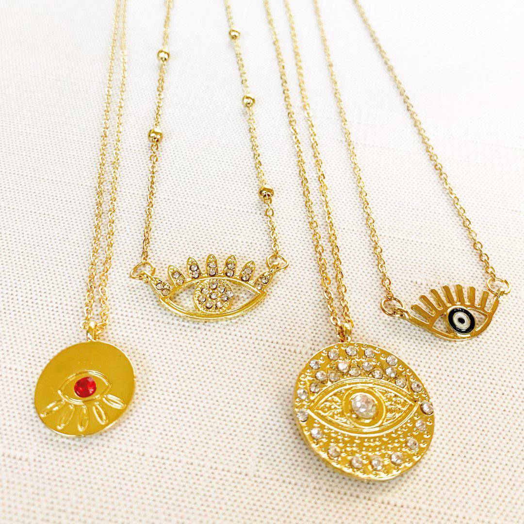 Bessy Necklace | Red Evil Eye | Gold-Plated