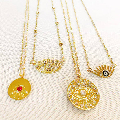 Bessy Necklace | Red Evil Eye | Gold-Plated