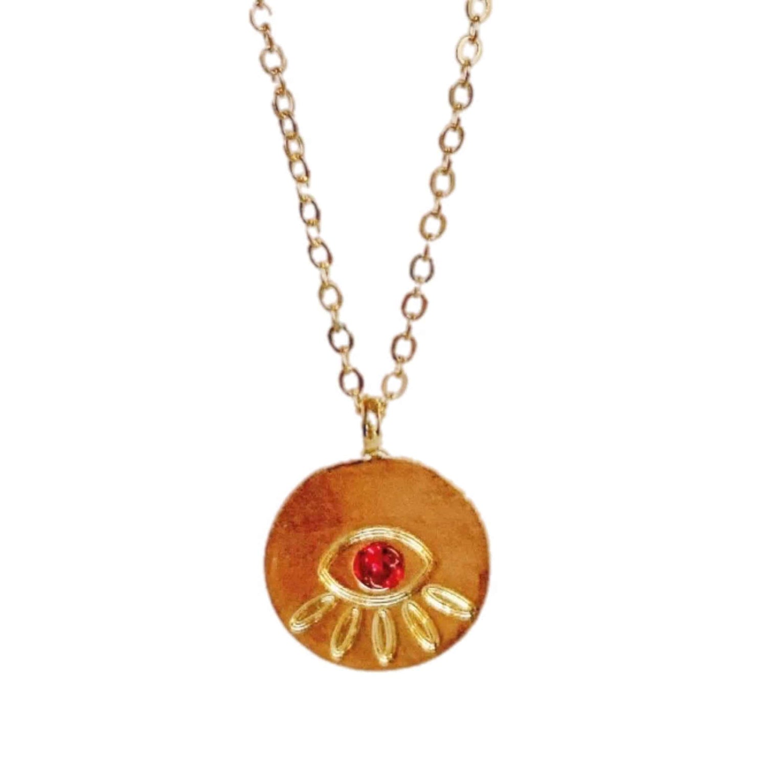 Bessy Necklace | Red Evil Eye | Gold-Plated