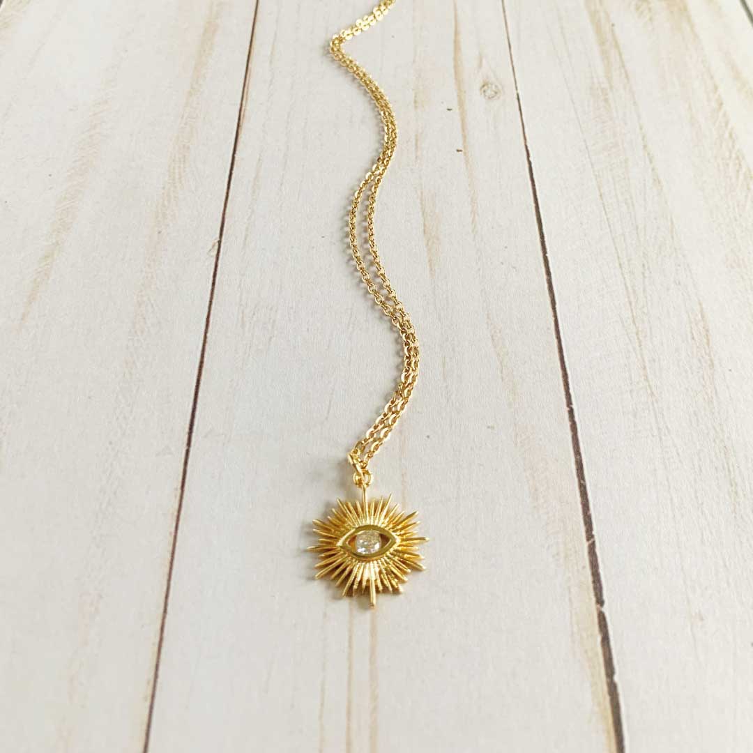 Eye in the Sun Necklace | Cubic Zirconia Stone