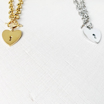 Heart Lock Necklace | Gold or Silver Plated