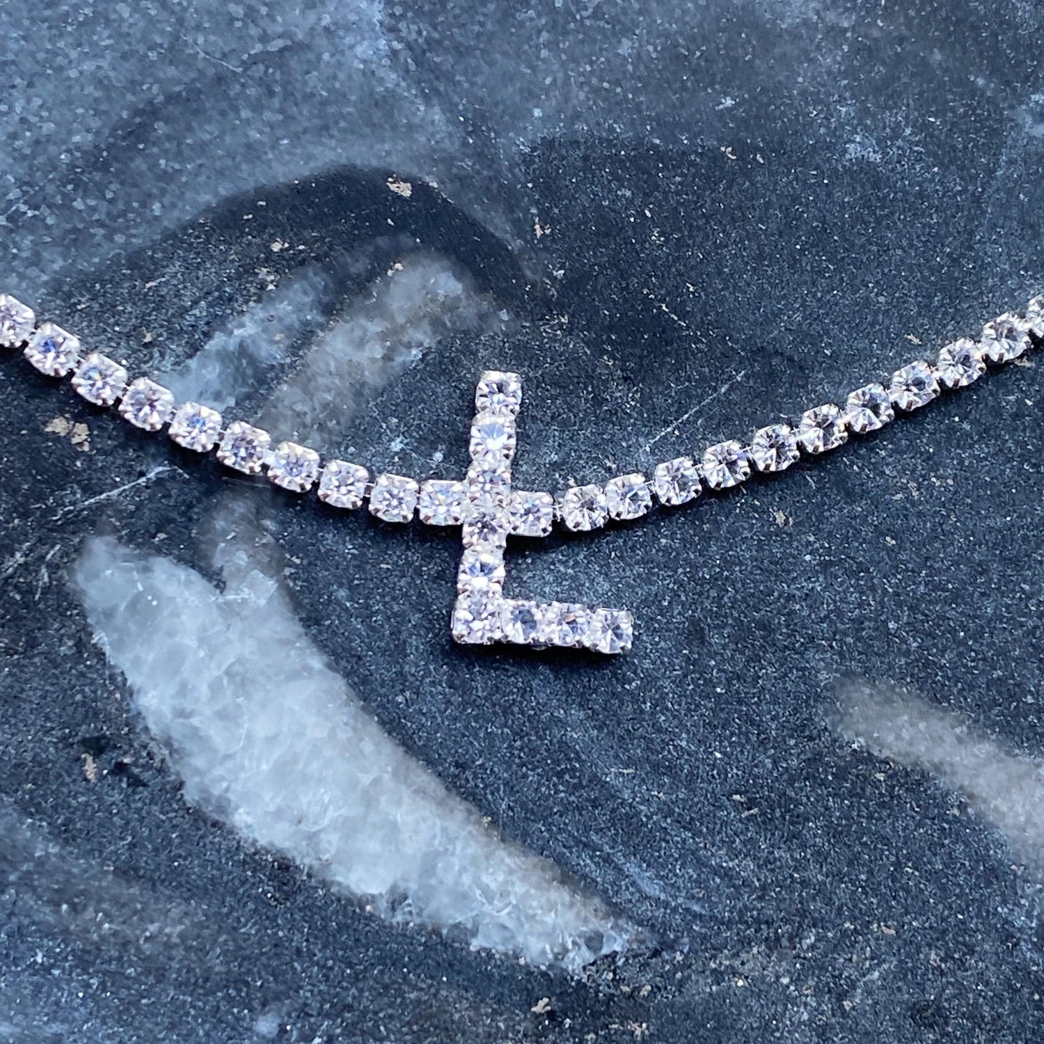 Sparkly Initial Anklet | CZ &amp; Brass with Silver-Plating Ankle Bracelet