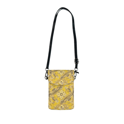 Crossbody Cell Phone Wallet Floral Yellow Bandanna Print-0